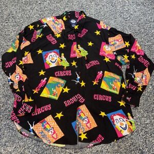Vintage Dockers Levi's Women Medium Long Sleeve Button Circus Shirt Bright Rayon